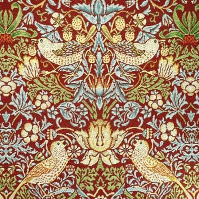 William Morris Strawberry Thief Wine Red - Cotton Mix Tapestry Fabric