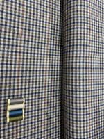 Wool Dogtooth Check Fabric - Blue, Green, Tans on Beige