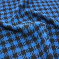 Wool Mix Dress Fabric - Blue Black Houndstooth Check