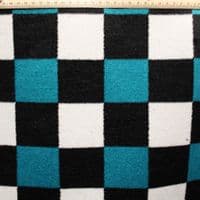 Wool Mix Dress Fabric -  Blue Black  White Checkered