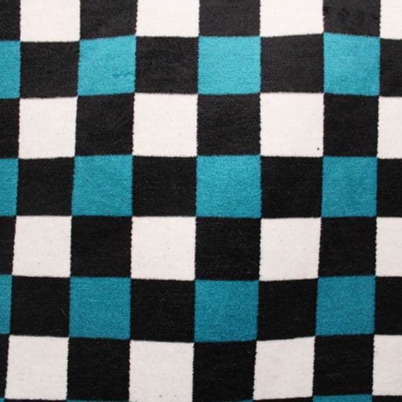 Wool Mix Dress Fabric -  Blue Black  White Checkered