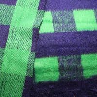 Wool Mix Dress Fabric - Blue & Green Buffalo Check