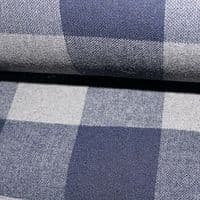 Wool Mix Dress Fabric - Blue & Grey Buffalo Check