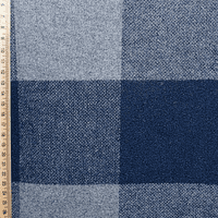 Wool Mix Dress Fabric - Blue & Grey Buffalo Check
