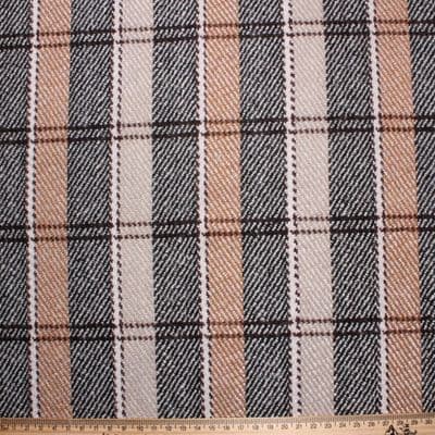 Wool Mix Dress Fabric -  Brown Brick Check