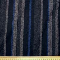 Wool Mix Dress Fabric - Charcoal Grey Blue Stripes