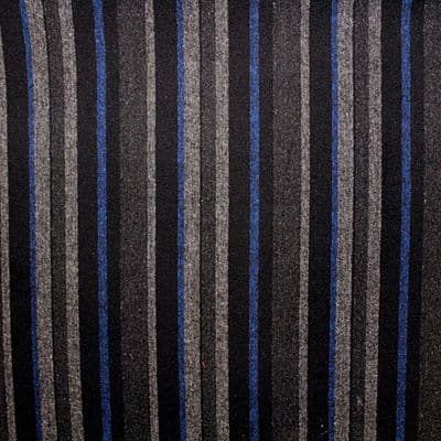 Wool Mix Dress Fabric - Charcoal Grey Blue Stripes