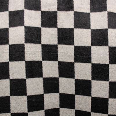 Wool Mix Dress Fabric -  Grey Black Checkered