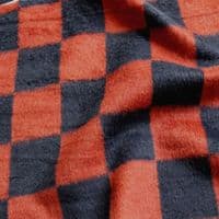 Wool Mix Dress Fabric - Navy Brown Checkered