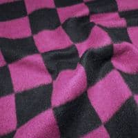Wool Mix Dress Fabric - Pink  Black Checkered