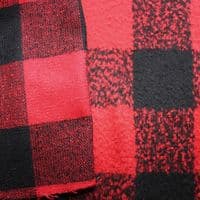 Wool Mix Dress Fabric - Red & Black Buffalo Check