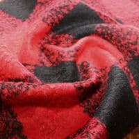 Wool Mix Dress Fabric - Red & Black Buffalo Check