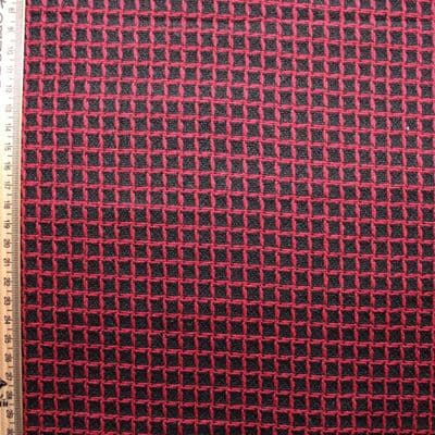 Wool Mix Dress Fabric - Red & Black Graph Check