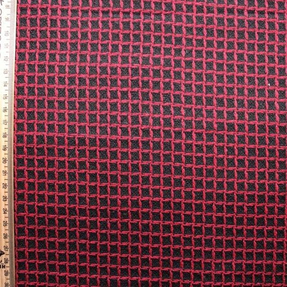 Wool Mix Dress Fabric - Red & Black Graph Check
