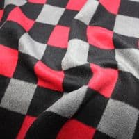 Wool Mix Dress Fabric - Red Black Grey Checkered