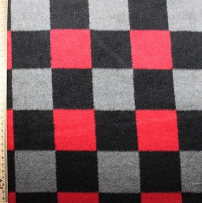 Wool Mix Dress Fabric - Red Black Grey Checkered
