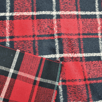 Wool Mix Dress Fabric  - Red Black White Check