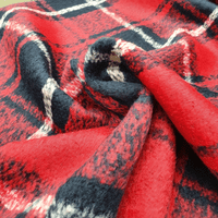 Wool Mix Dress Fabric  - Red Black White Check