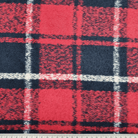 Wool Mix Dress Fabric  - Red Black White Check