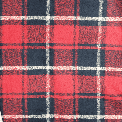 Wool Mix Dress Fabric  - Red Black White Check