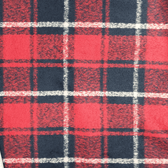 Wool Mix Dress Fabric  - Red Black White Check