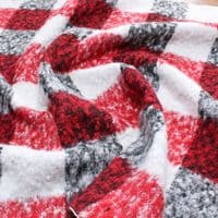 Wool Mix Dress Fabric - Red White Black Buffalo Check