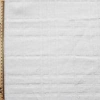 Wool Mix Dress Fabric - Soft White Check with Silver Lurex Thread