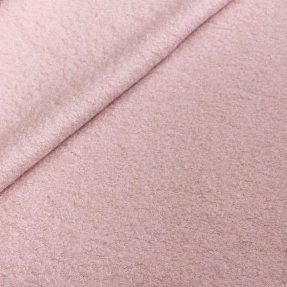 Wool Mix Fabric - Pale Blush Pink Boucle