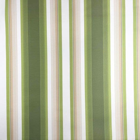 Woolacombe Olive - Outdoor Fabric - Green & White