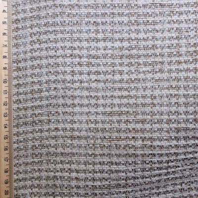 Woven Polyester & Cotton Mix Upholstery Fabric - Natural with Brown