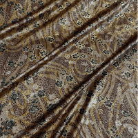 Yellow and Red Floral and Gold Stretch Polyester Velvet