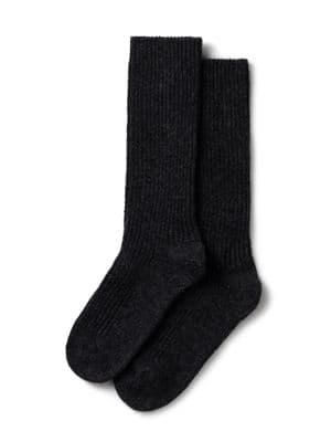 Chalk Wool Blend Rib Sock Charcoal