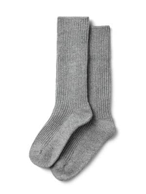 Chalk Wool Blend Rib Sock Light Grey