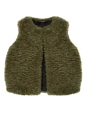 Helen Moore Faux Sheepskin Gilet Forest - Green