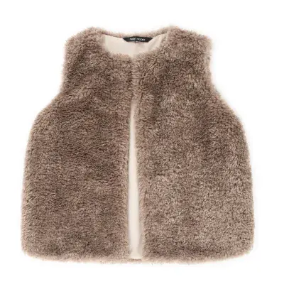 Helen Moore Faux Sheepskin Gilet - Taupe