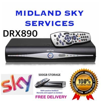 SKY+/PLUS HD BOX 500gb AMSTRAD SLIMLINE DRX890 + REMOTE & POWER CABLE