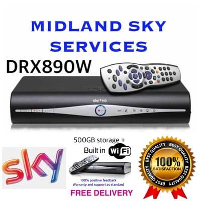 SKY PLUS + HD BOX 500gb AMSTRAD WIFI RECEIVER/RECORDER + REMOTE AND POWER CABLE