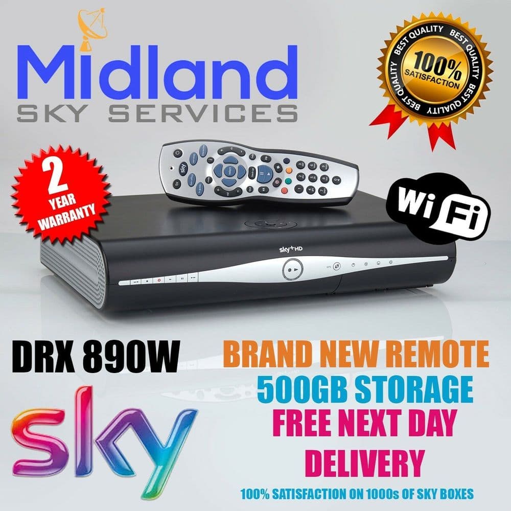 SKY Plus HD BOX WITH BUILT IN WIFI 500gb 2017 DRX890w With Remote Control