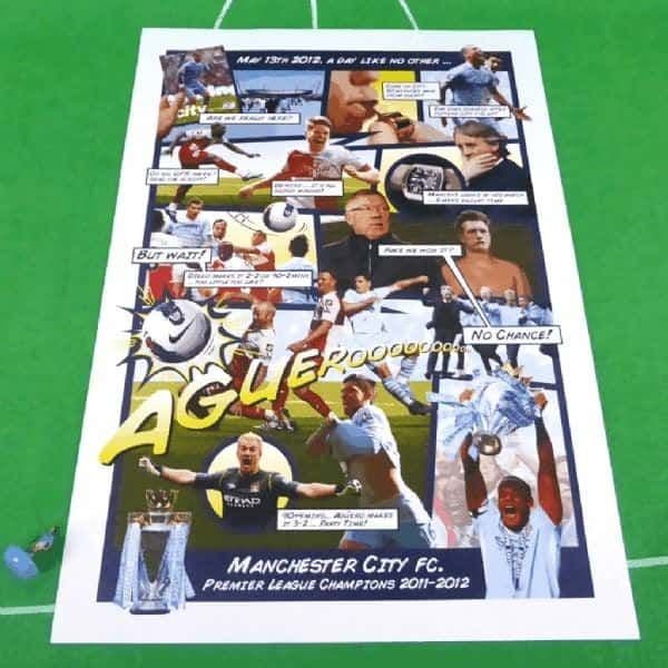 Aguero's 93:20 Goal Comic Strip Print