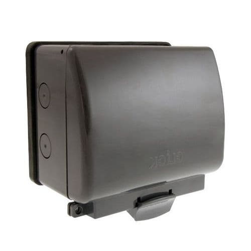 Click Aquip66 2 Gang 13A 2 Pole IP66 Weatherproof Switched Socket Unit