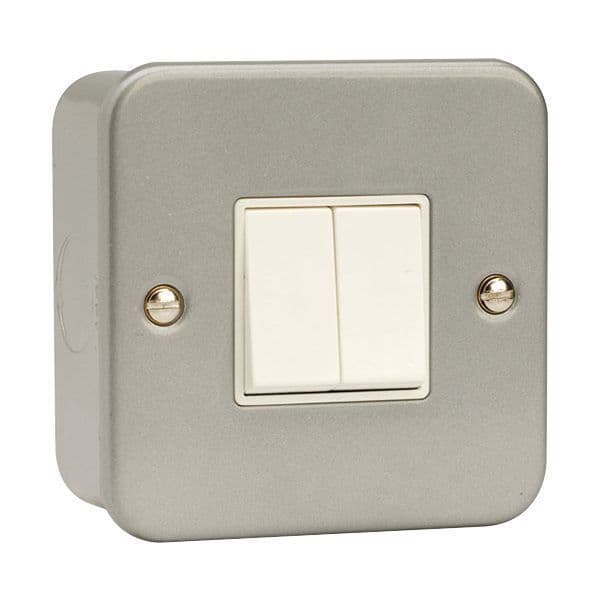 Click Essentials Metal Clad 2 Gang 10AX 2 Way Plate Switch