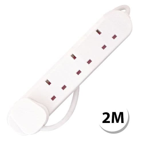 Gang 13 Amp Round Edged Extension Lead – 2 Metre Lead – Unswitched – White