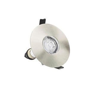 INTEGRAL EVOFIRE FIRE RATED DOWNLIGHT 70-100MM CUTOUT IP65 SATIN NICKEL ROUND +GU10 HOLDER