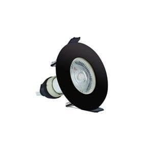 INTEGRAL EVOFIRE FIRE RATED DOWNLIGHT 70MM CUTOUT IP65 BLACK ROUND +GU10 HOLDER