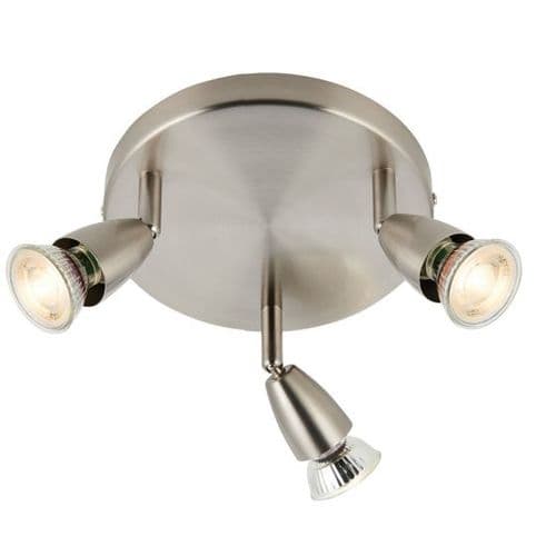 Saxby Amalfi 3 GU10 light round spotlight satin nickel