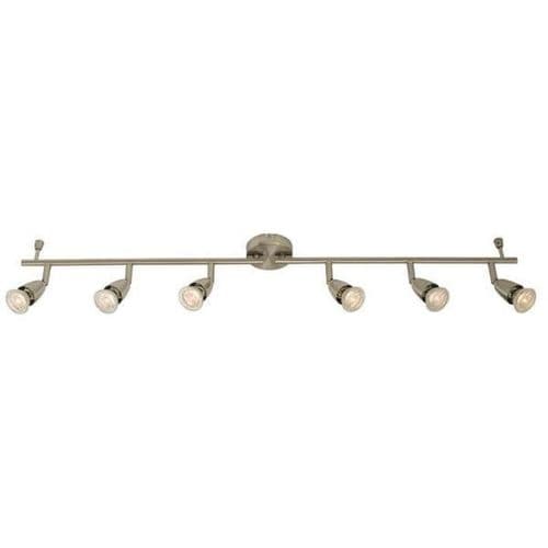 Saxby Amalfi Satin Nickel IP20 6x GU10 Adjustable Dimmable Bar Spotlight
