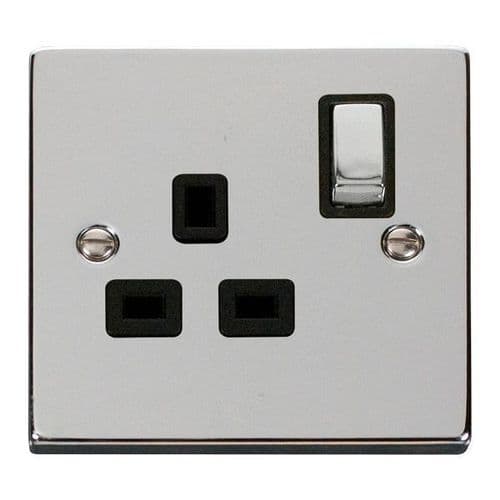 Scolmore Click Deco Polished Chrome Ingot 1 Gang 13A 2 Pole Switched Socket
