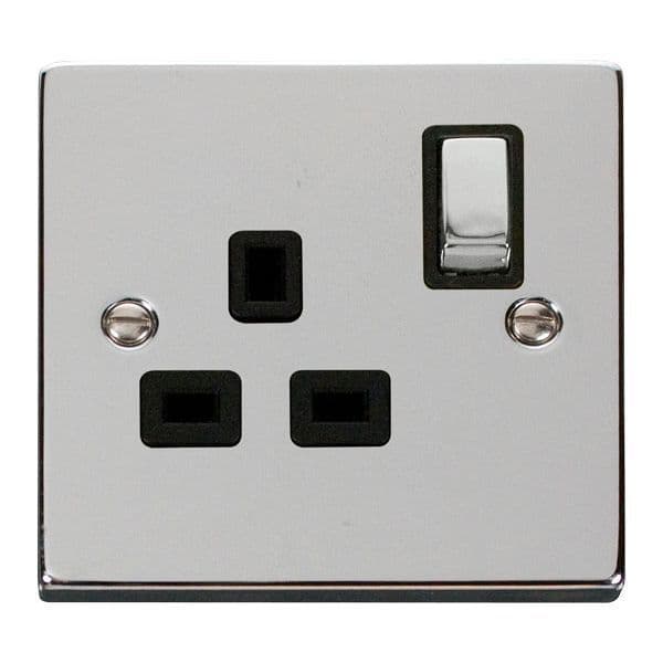 Scolmore Click Deco Polished Chrome Ingot 1 Gang 13A 2 Pole Switched Socket