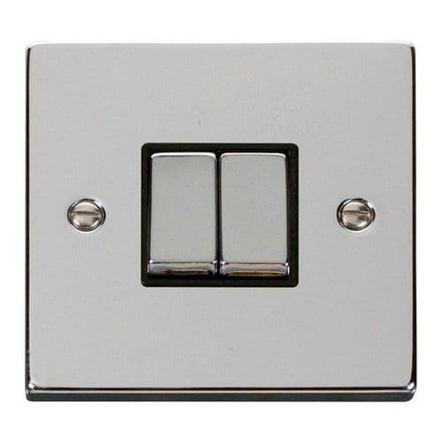 Scolmore Click Deco Polished Chrome Ingot 2 Gang 10AX 2 Way Plate Switch