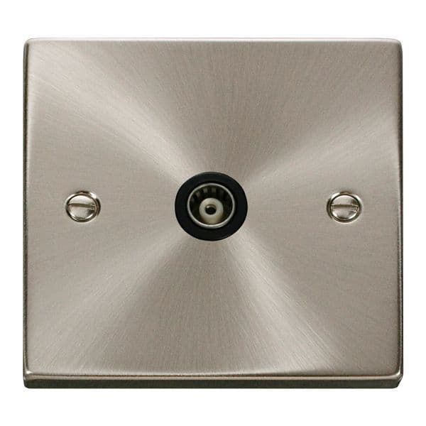 Scolmore Click Deco Satin Chrome 1 Gang Isolated Co-Axial Socket